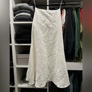 ANNA QUAN WHITE BOUCLE MIDI SKIRT